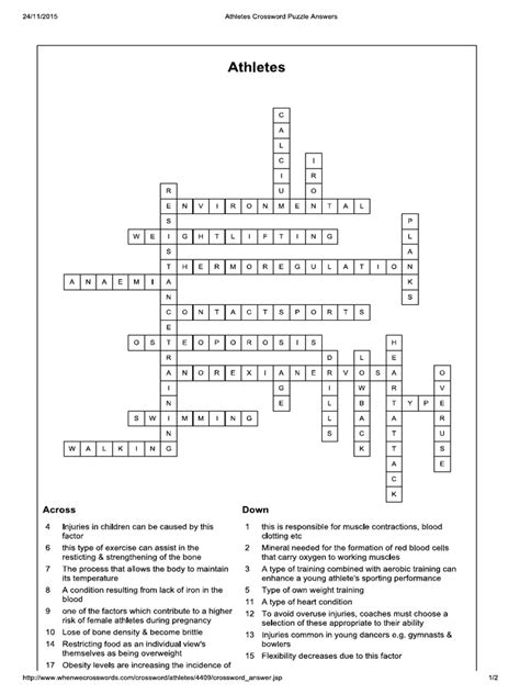 athletes crossword clue